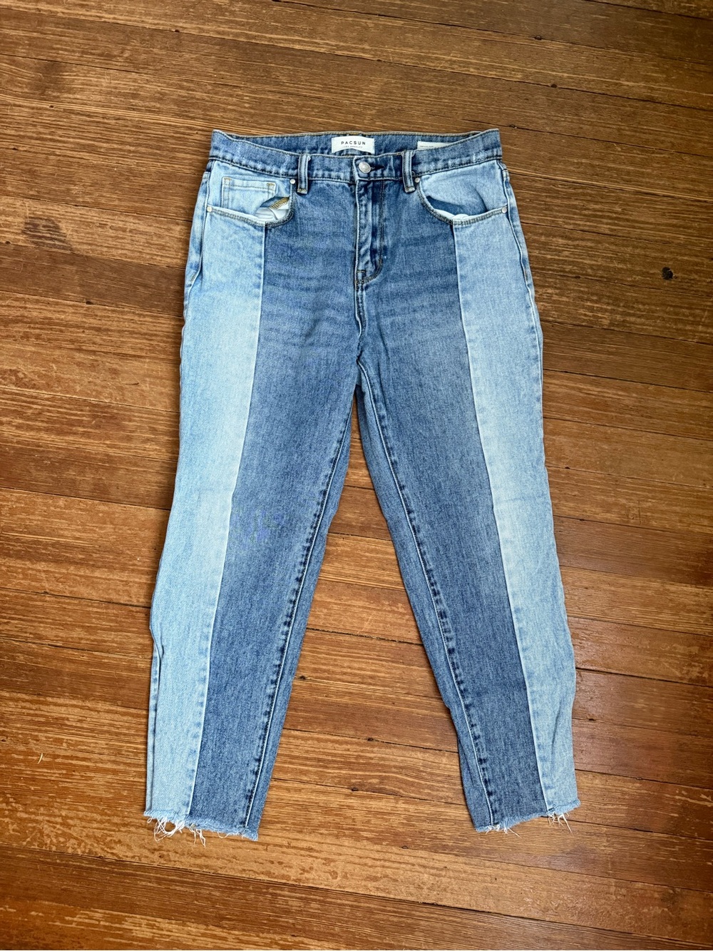 PacSun Patchwork Vintage Icon Two-Tone Blue High-Rise Women's Jeans Size 27